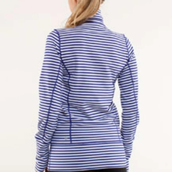 Lululemon In stride Jacket blue white stripe 8 - Picture 2 of 2